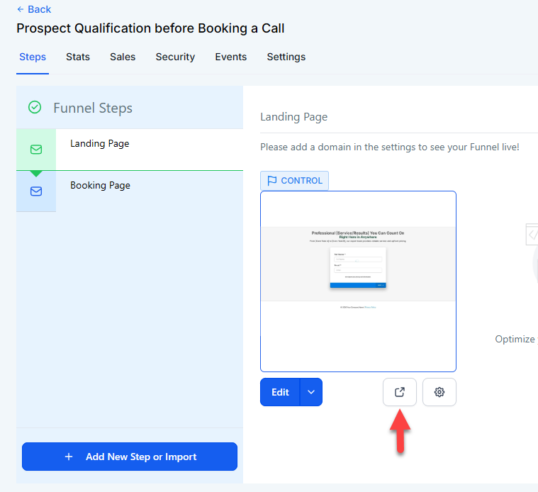 HighLevel funnel landing page with Voice AI chat widget