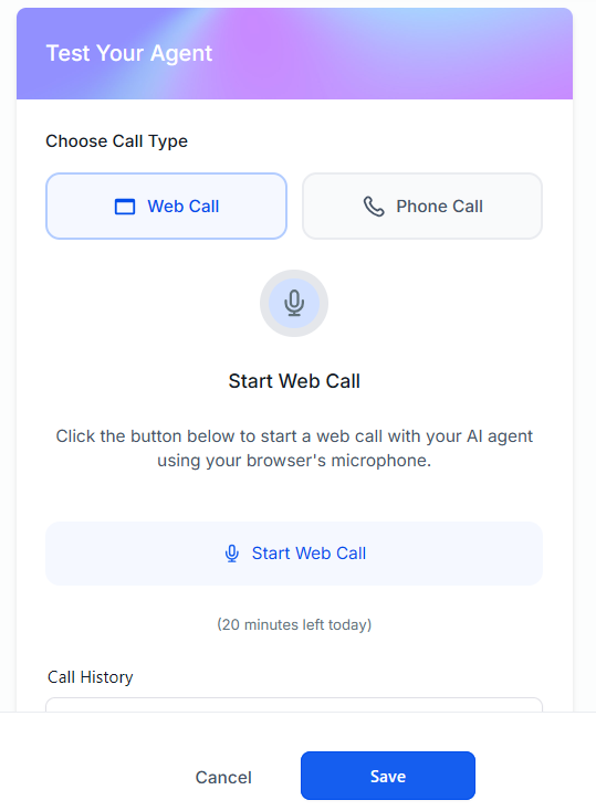 Test your AI Voice Agent