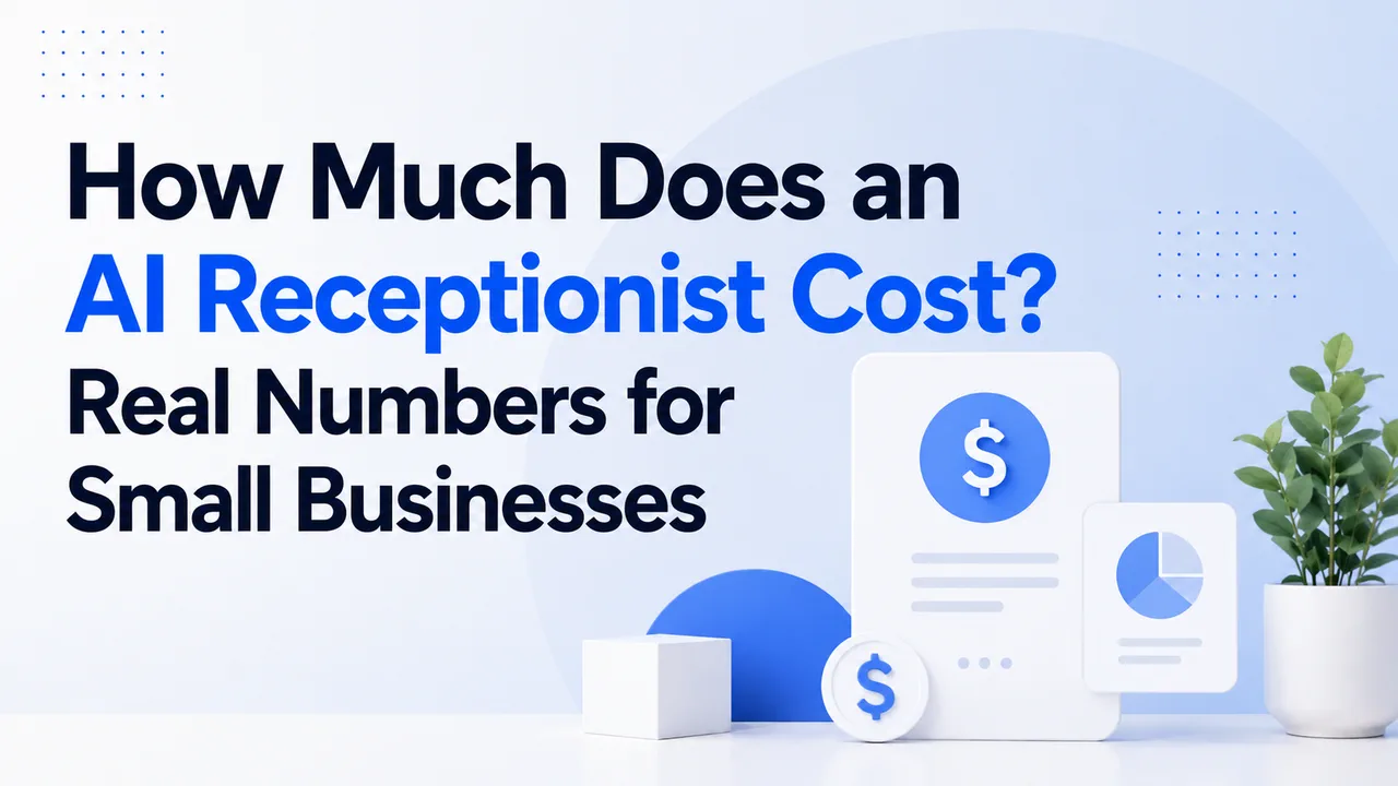 Cost breakdown diagram for AI receptionist services for small businesses, showing monthly fees, per-minute rates, and hidden charges